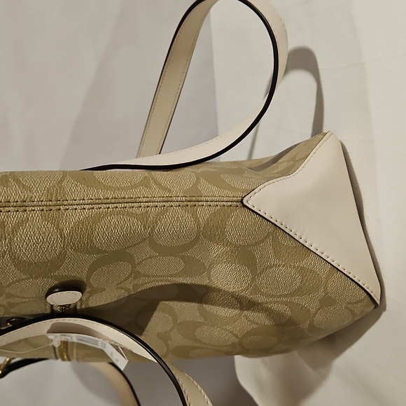 COACH F58294 Zip Top Tote In Signature Canvas Logo Khaki Chalk - Picture 10 of 12